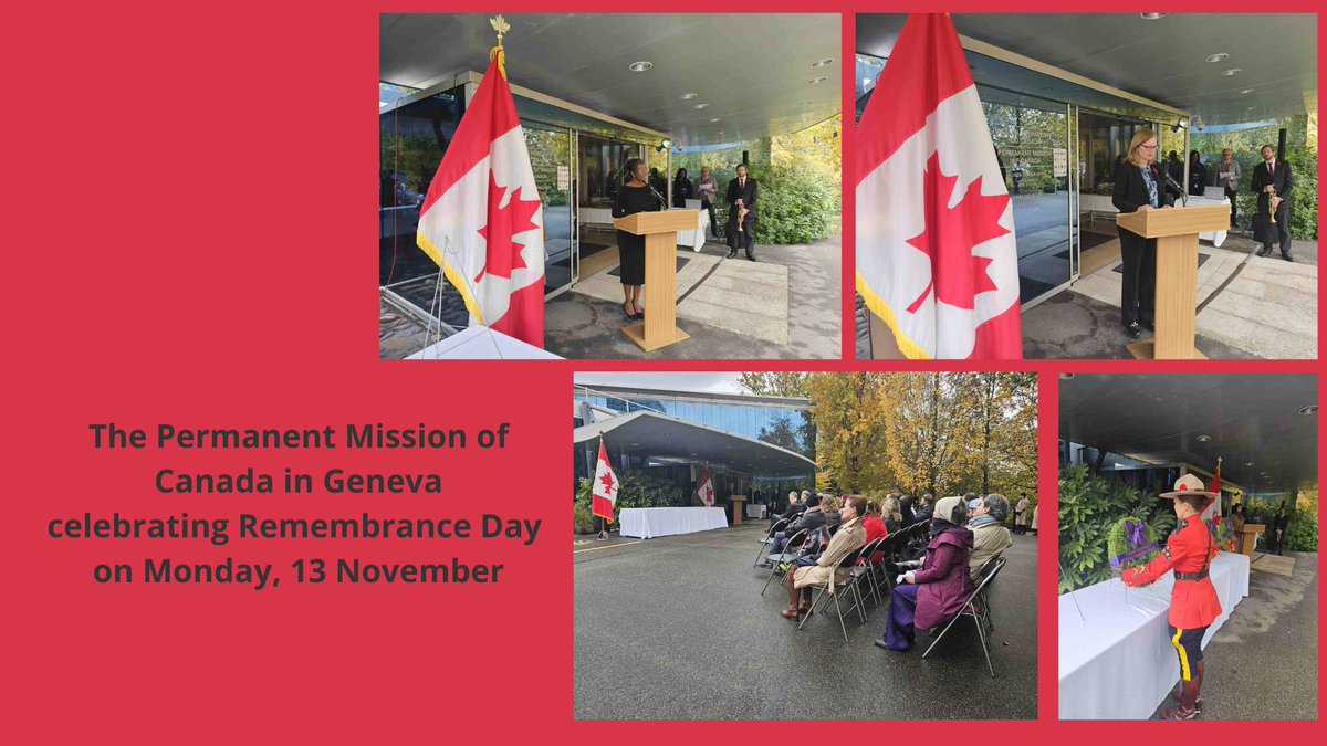 @CanadaGeneva, alongside the Canadian community in #Geneva, gathers to pay tribute to those who made sacrifices to protect our freedoms and those who continue to serve our country today. #LestWeForget #RemembranceDay2023