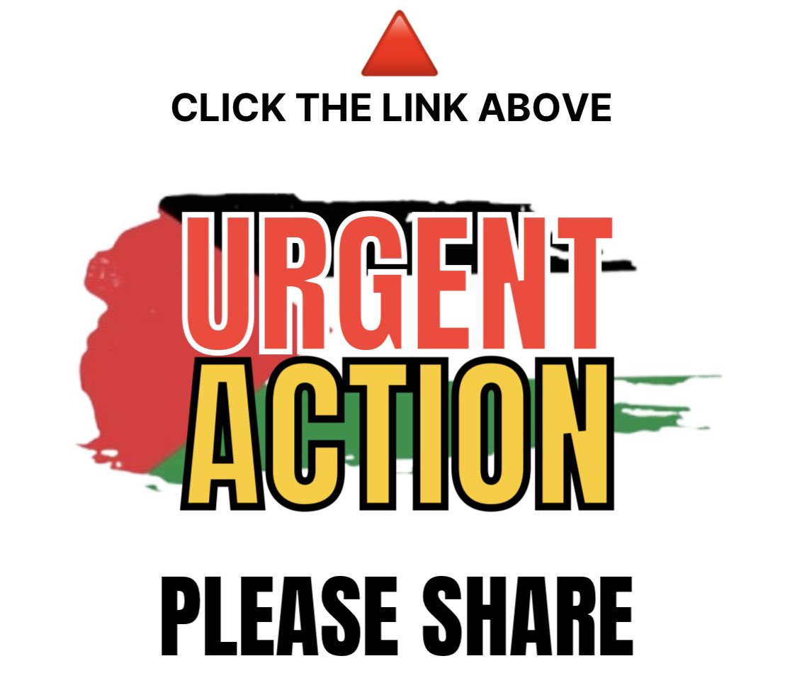 Save Our Citizenships 🔻 (@letsstopc9) on Twitter photo 🚨
Parliament is due to vote on whether to support a ceasefire this Wednesday.
Crucial action of demanding our MPs vote for a ceasefire is required by Tue 14th at the latest.
Click this link, enter your details & click send. It only takes 2 minutes
➡️: tinyurl.com/356ntdjr 🚨
Parliament is due to vote on whether to support a ceasefire this Wednesday.
Crucial action of demanding our MPs vote for a ceasefire is required by Tue 14th at the latest.
Click this link, enter your details & click send. It only takes 2 minutes
➡️: tinyurl.com/356ntdjr