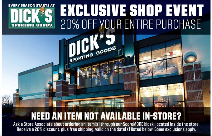 CIAC is proud to share the news of our Winter Sports Appreciation Weekend with Dick’s Sporting Goods. By using the linked coupon below, all CIAC athletes and their families will save 20% at any Dick’s Sporting Goods Store Nov. 17-19.

20% off coupon: casci.ac/9778