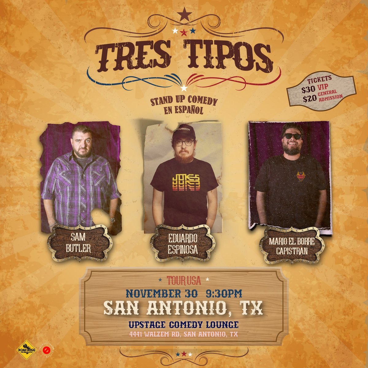 somossinco's tweet image. Gente de Texas! No se pierdan el show de stand up comedy "Tres Tipos", lleno de comedia y risas completamente en español donde se estarán presentando @ninguneduardo, @mariolopezcapi y @tuamigosam.
11/29 Laredo, TX
11/30 San Antonio, TX
12/1 Corpus Christi, TX

(1/3)