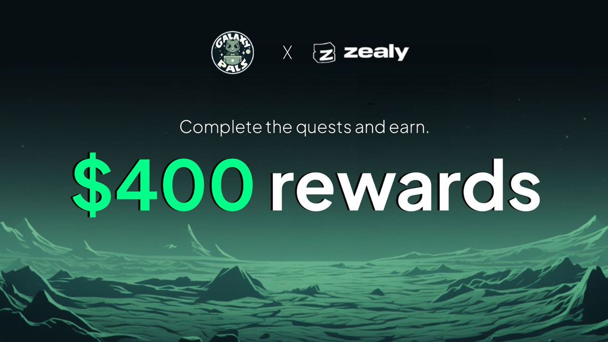 GalaxyPals's tweet image. 🚨 Launch Alert! Join our inaugural sprint on @zealy_io! 🚨
🏆 Compete for a $400 prize pool!
🌟 Complete quests and unlock amazing rewards including cash, whitelist spots, and more!
Join now 👇
zealy.io/c/galaxypals/q…