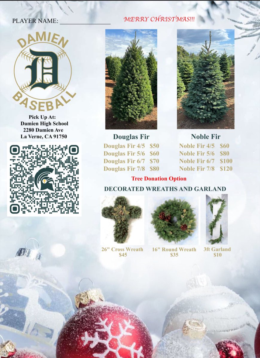 Buy your Christmas tree and more to decorate your Home and Celebrate the Birth of Jesus Christ. There’s a Donation option as well. Our Order Form Link is in our Bio. Please Support our program and Share our Flyer. Last Day to Order is November 22nd. Thank you \ | /