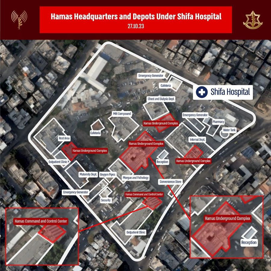 🚨🚨BREAKING: U.S. Confirms Hamas Command Center Under Hospital A U.S. intelligence official confirmed that Israel's claim about a Hamas command and operations center located under the Al-Shifa Medical Center in Gaza City is accurate. Additionally, it was noted that Hamas…