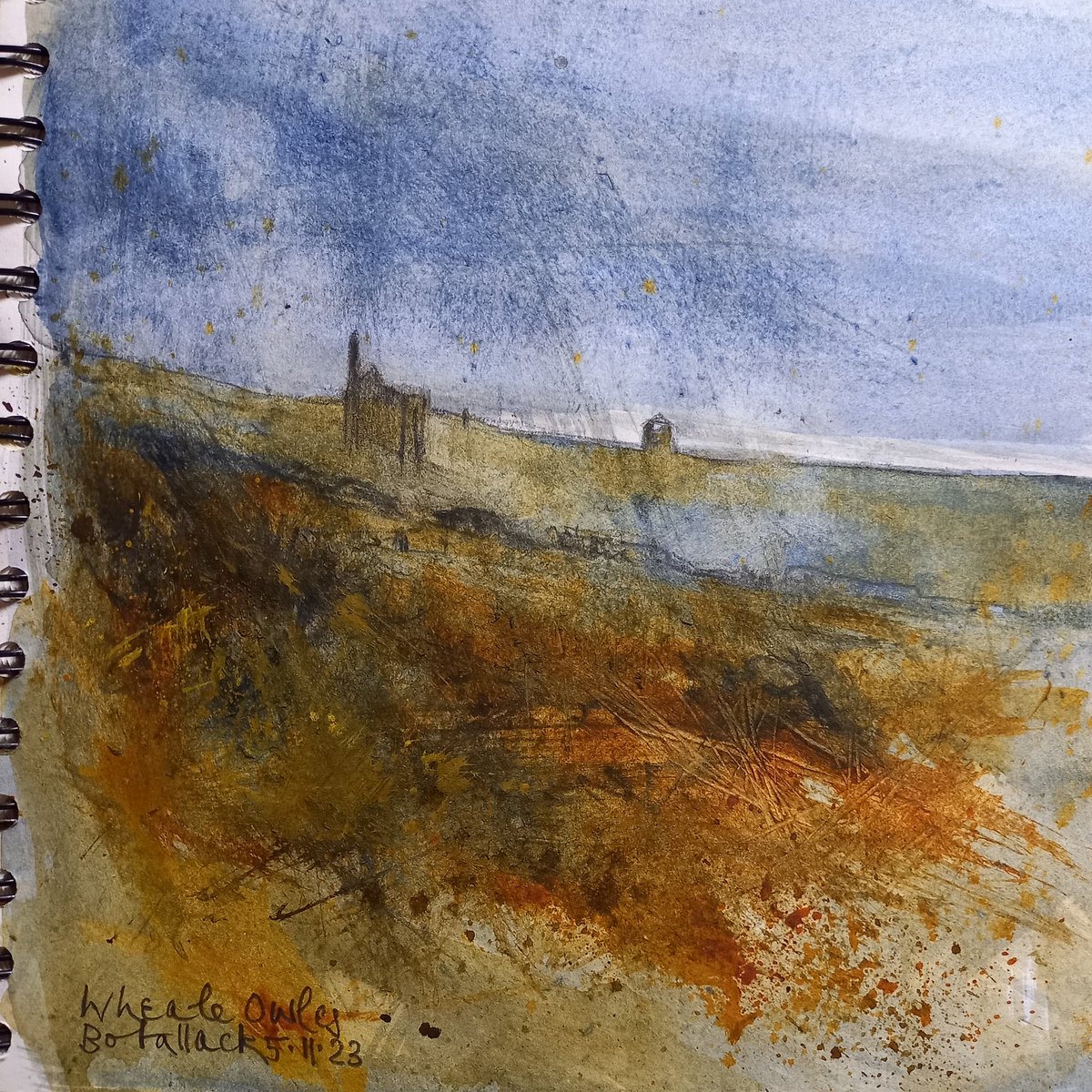 A spot of wuthering weather has done me a power of good.

#sketching #drawing #charcoalpencil #acrylicwash

 #WhealOwles #TinMines #Botallack #WestPenwith #Cornwall #landscapeartist
