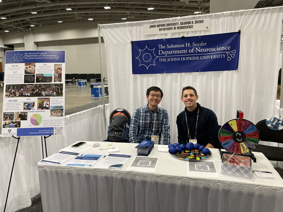 Andrew and Beau representing the @HopkinsNeuro department @SfNtweets! Stop by to say hello 🧠👋 #SfN23 #SfN2023 #sfntweets