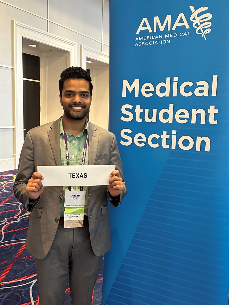 texmed's tweet image. Congratulations Anand Singh, third-year medical student at @TCUBurnettMed, who will lead the #AMA Medical Student Section for the next year.

@drshannacombs
#TMA #AMA2023