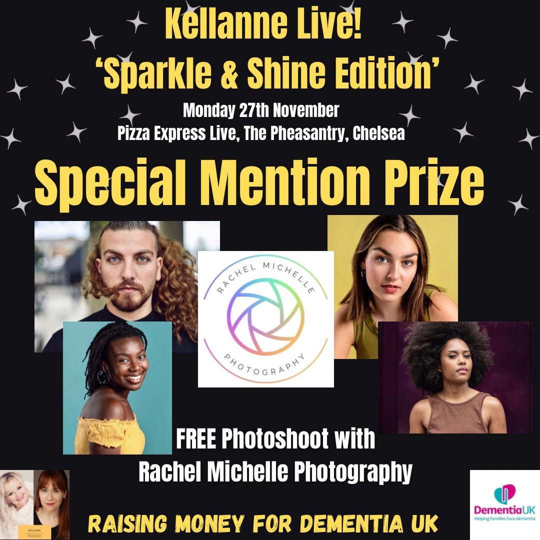 Our Special Mention Prize is…

A FREE photoshoot with Rachel Michelle Photography 📸

Kellanne Live!
‘Sparkle &amp; Shine Edition’ 
Monday 27th November
@pizzajazzclubThe Pheasantry, Chelsea 🍕

Dress Code Glitz &amp; Glam ✨

Raising money for <a href="/DementiaUK/">Dementia UK</a> 
pizzaexpresslive.com/whats-on/kella…