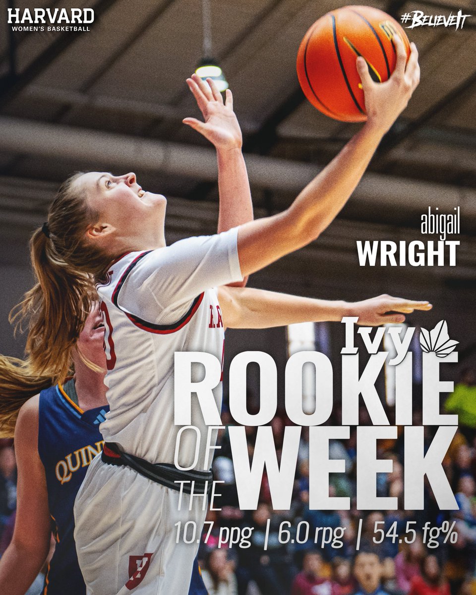The first 𝑰𝒗𝒚 𝑳𝒆𝒂𝒈𝒖𝒆 𝑹𝒐𝒐𝒌𝒊𝒆 𝒐𝒇 𝒕𝒉𝒆 𝑾𝒆𝒆𝒌 award for 2023-24 goes to Abigail Wright🔥

The Crimson first-year receives the weekly honor after averaging 10.7 ppg and six rpg and shooting 54.5% through our first three contests!

#GoCrimson x #BelieveIt
