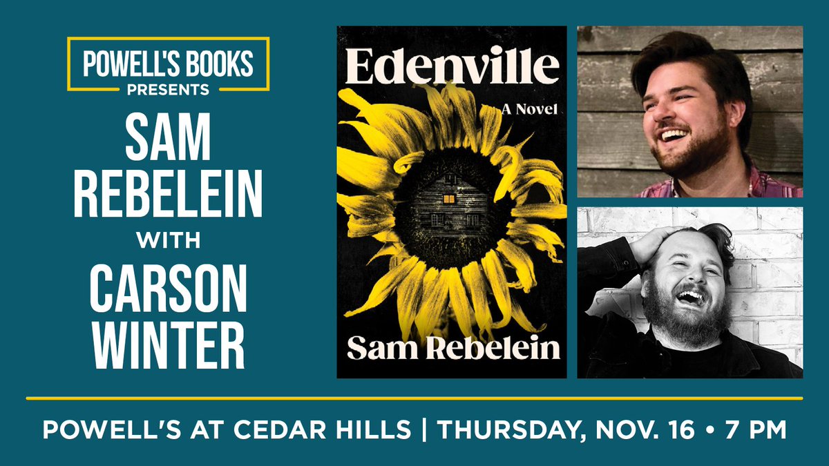 Powells's tweet image. 11/16 @ 7pm — @HillaryScruff explores the urban legends that fuel our nightmares and the ways in which ambition can overshadow our best instincts in his debut horror, EDENVILLE. Joined in conversation by @CarsonWinter3.

powells.com/book/edenville…