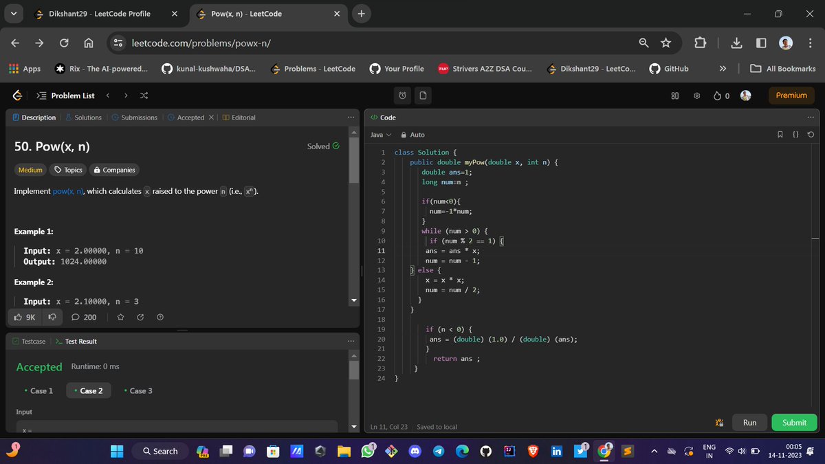 Dikshantk29's tweet image. On Day 50 of my #JavaDSA100DaysChallenge,  solidifying my understanding through focused revision. 🧠💻 Additionally, I tackled a challenging question, applying the newly acquired knowledge. 🚀🔍
#BitManipulation  #DataStructures #Algorithms 
  To find complexity (Akra Bazzi)