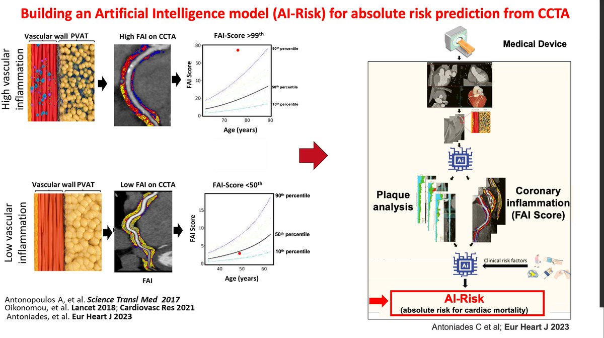 Happening now #AHA23 #LBCT: Can measuring inflammation on #CCTA using Fat Attenuation Index (FAI) identify residual risk beyond risk factors and CCTA clinical read? Important results from ORFAN study (1/3)