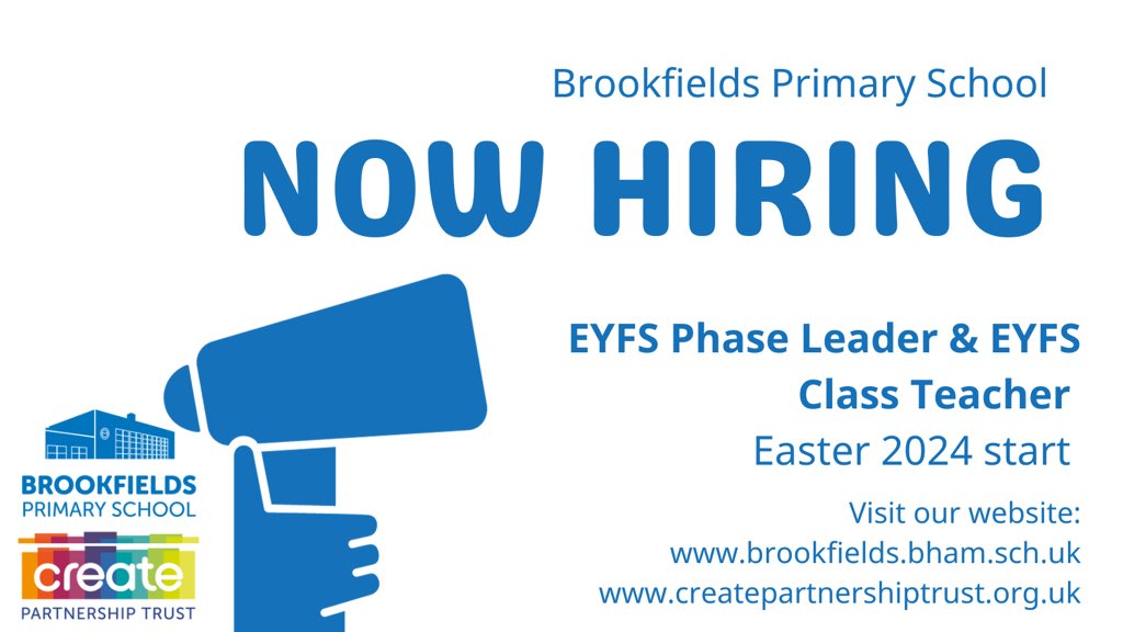 Brookfields Primary (@brookfieldspri1) on Twitter photo In case you missed it ….We are hiring! Brookfields are looking for an Early Years Phase Leader and Class Teacher to join our amazing team. Please check out our website for further details. #teambrookfields #WeAreCreate <a href="/chrisdysonHT/">Chris Dyson FCCT</a> @misterunwin <a href="/trust_create/">Create Partnership Trust</a> In case you missed it ….We are hiring! Brookfields are looking for an Early Years Phase Leader and Class Teacher to join our amazing team. Please check out our website for further details. #teambrookfields #WeAreCreate <a href="/chrisdysonHT/">Chris Dyson FCCT</a> @misterunwin <a href="/trust_create/">Create Partnership Trust</a>