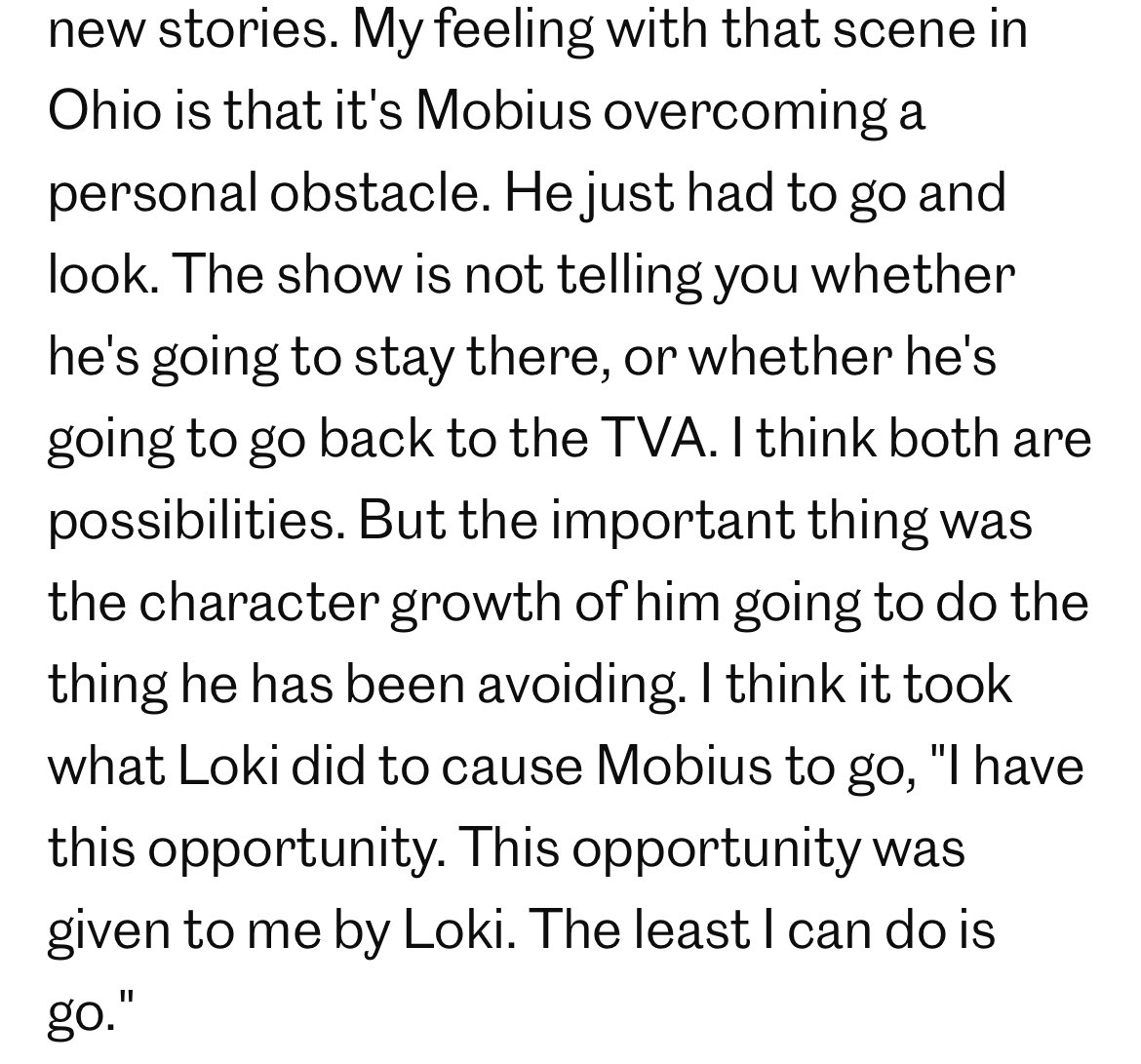 saudragu's tweet photo. “i think it took what #loki did to cause mobius to go. ‘i have this opportunity. this opportunity was given to me by loki. the least i can do is go’”

CAN YOU HEAR ME SCREAM? MOBIUS DECIDED TO GO TO HIS TIMELINE BECAUSE IT WAS THE LEAST HE CAN DO TO APPRECIATE LOKI’S SACRIFICE”😭 https://t.co/iCBBhQEqjg