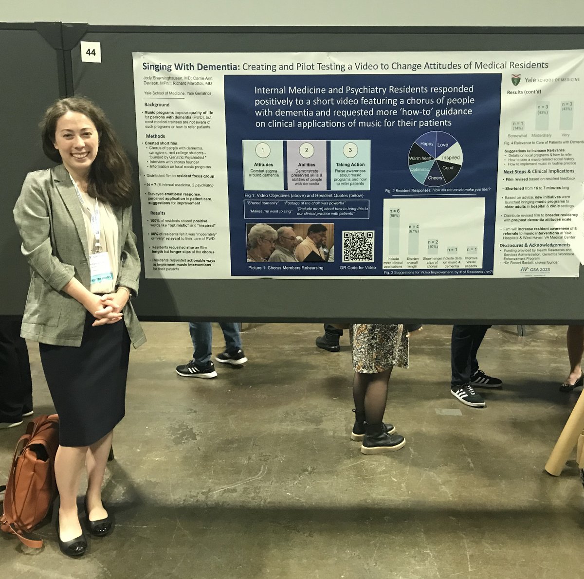 Great time at #GSA2023 in Tampa FL last week where Jody Sharninghausen presented a poster on her project “Singing With Dementia: Creating and Pilot Testing a Video to Change Attitudes of Medical Residents”