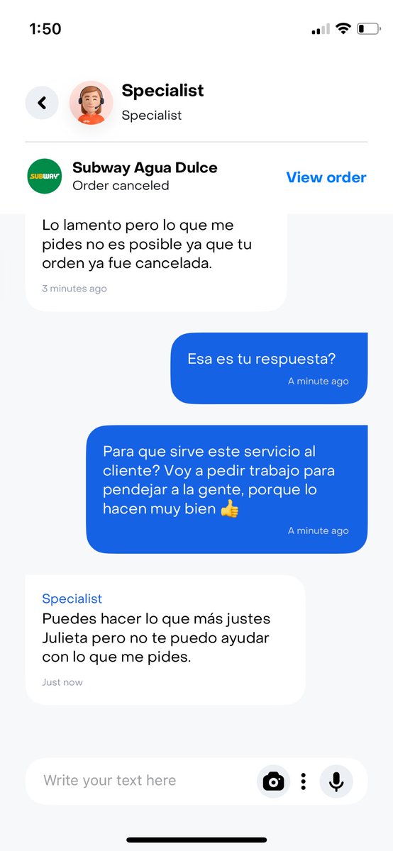 SimoneJS95's tweet photo. No saben ni escribir, ni atender #rappi https://t.co/dnoPk7Nw5I