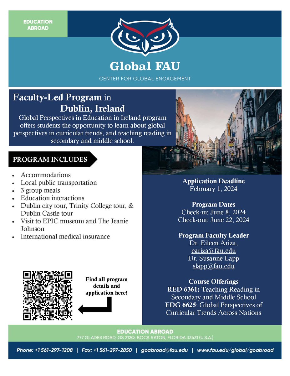 Exciting opportunity for students to study abroad in Ireland next summer! #fau #studyabroad @faueducation