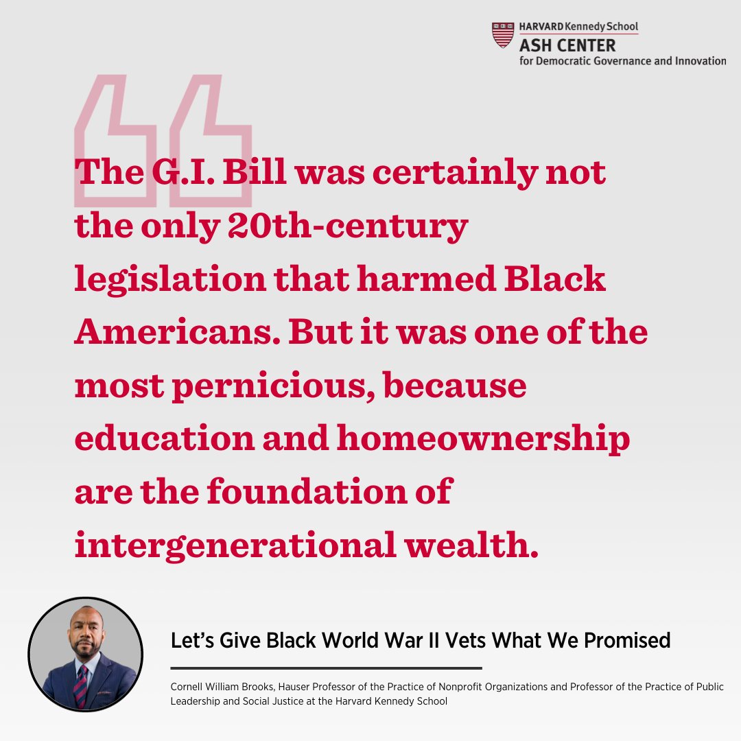In a recent article on the G.I. Bill that was established after World War II, @CornellWBrooks comments on how that piece of legislation impacted Black Americans who fought in the war Learn more here ⤵️ newrepublic.com/article/176770…
