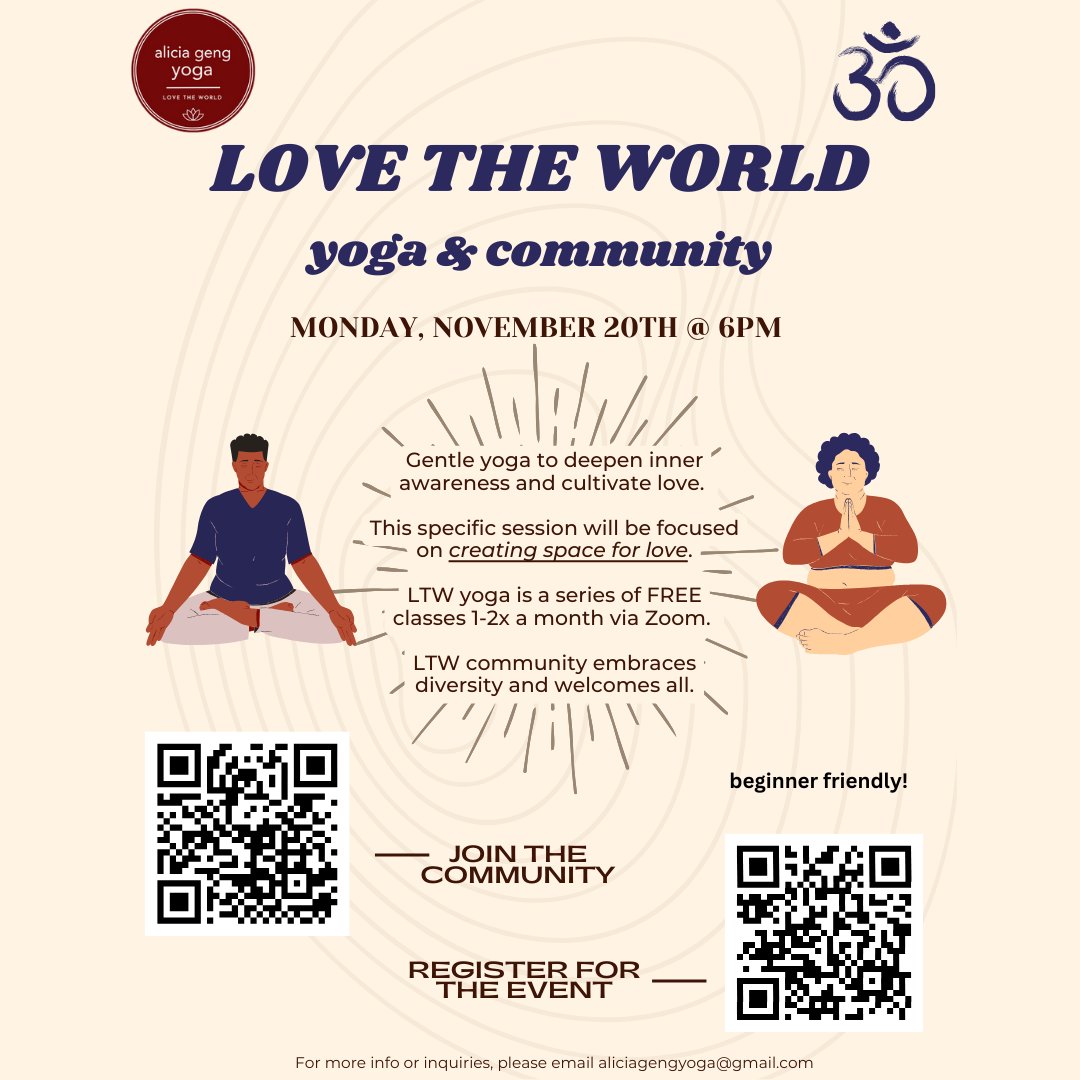 One of our members, Alicia Geng, is a doctorate student currently studying school psychology at UCSB, research focusing on children and parent well-being. Alicia wants to inform people about her free online yoga series and community called Love The World Yoga! 🤟🌻