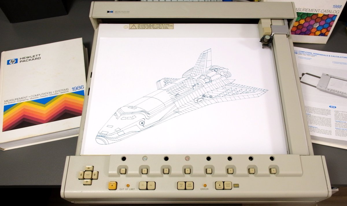 BoscoMac's tweet image. For all HP fans, a beautiful HP 9872C plotter from my collection in 4K as it draws the Columbia space shuttle. 

Enjoy the sound 😍

Click here for the video: youtu.be/msqYxFaRwng

#hp9872c #hpplotter #plotter #hp85 #hp85b #hp9000 #hpbasic #hpux #hp7475a #hp7470a