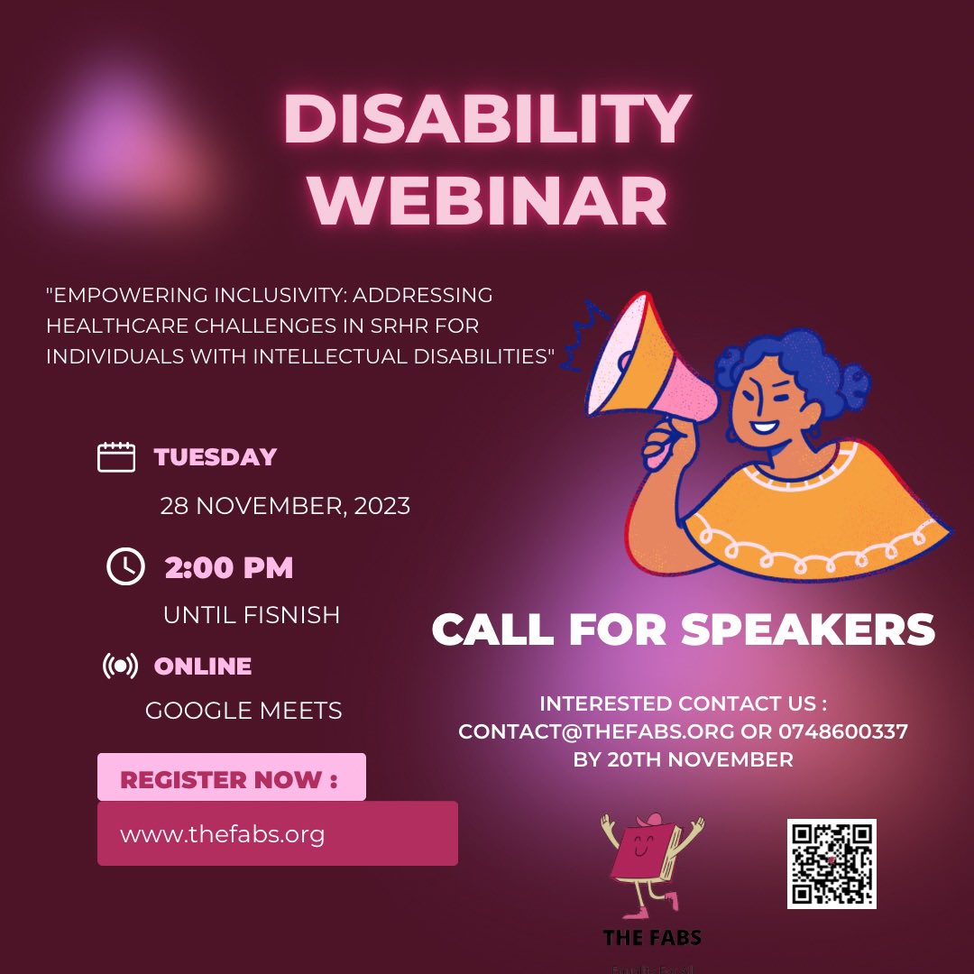 🌟 Join our 3rd Disability Webinar, Nov 28, 2:00 PM GMT! 🗓️ Topic: "Empowering Inclusivity in Healthcare for Intellectual Disabilities." 🎙️ Stakeholders, advocates, policymakers, your voice matters! 💻 Register: thefabs.org/registration-f… #InclusiveHealth #Webinar #MakeADifference