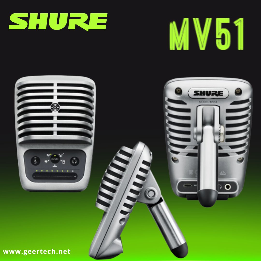 The <a href="/Shure/">Shure</a> MV51: Where style meets substance. The large-diaphragm condenser capsule captures full-bodied sound, ensuring your recordings stand out. Reach out on our website for more information &amp; help finding an authorized dealer near you ow.ly/Zwvs50Q67TV

#Shure #GeerTech