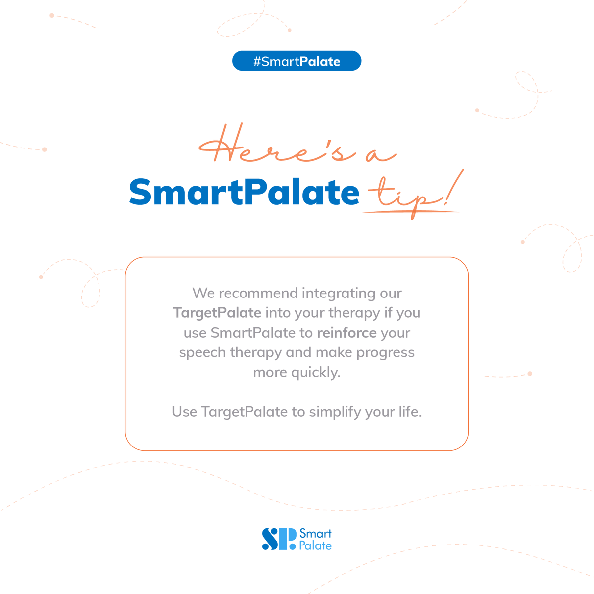 CompleteSpeech's tweet photo. 🔔Get smarter results from SmartPalate! Learn some tips!!✨💙🧡

🔗Find our latest products here: https://t.co/vHH6iDbVpv

#smartpalate #smartpalatesystem #smartpalatespeechtherapy #completespeech #terapiadelenguajeyhabla #therapy #hablar #speechtherapy https://t.co/UbedPVh5tj