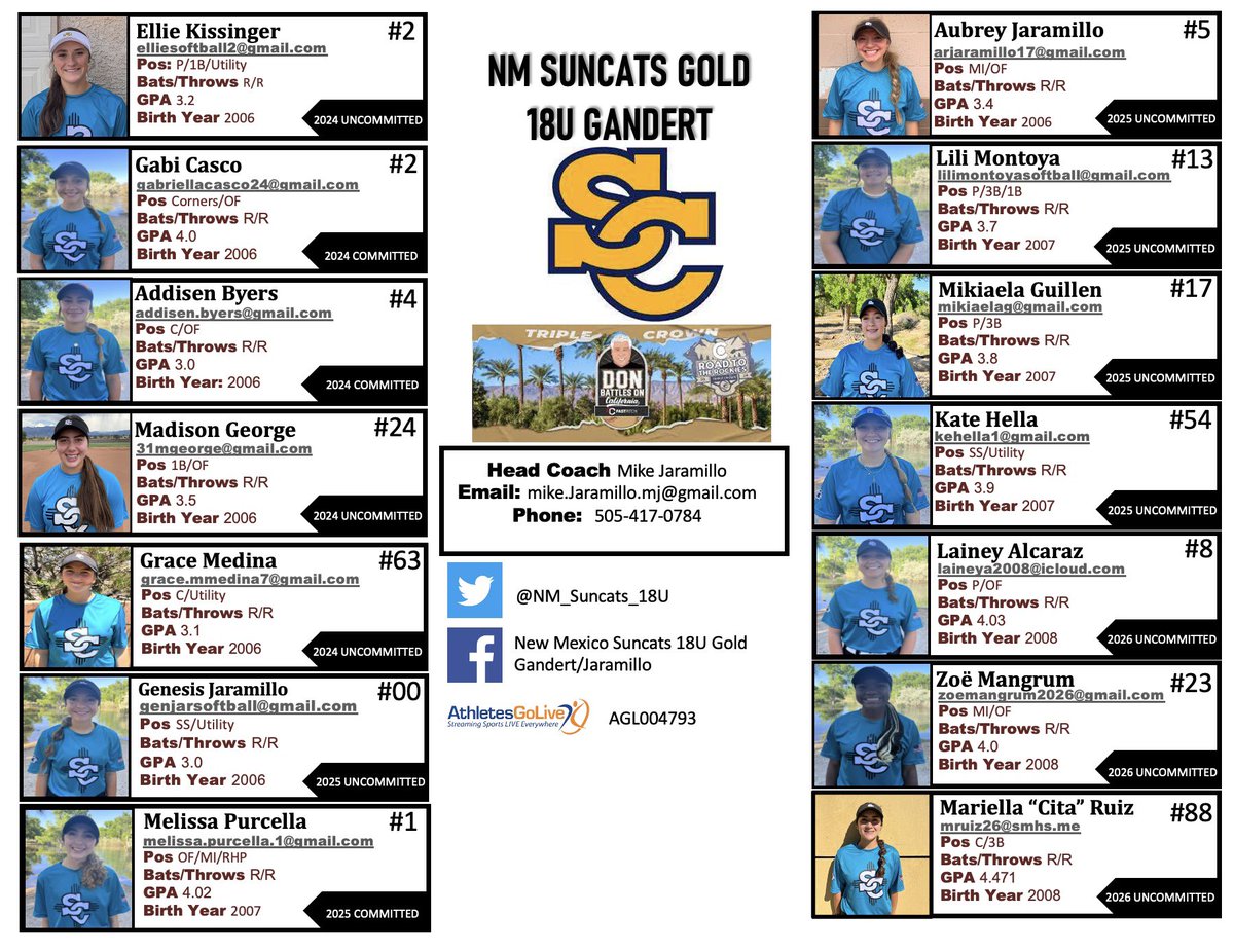 Suncats headed out to California this weekend for our last fall tournament of the year at Don Battles On. Coaches, check out our game schedule and roster 👇🏻 📺 AGL 004793