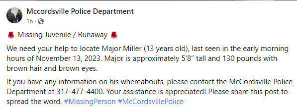 mvcsc_district's tweet photo. PLEASE RETWEET! We have a Mt. Vernon student who is missing. If you have any information at all, please contact the McCordsville Police Department at 317-477-4400 (open 24 hours/day). Let's use our strong community connections and bring this student safely back home! #WeRMV https://t.co/uY8TiQA6v0