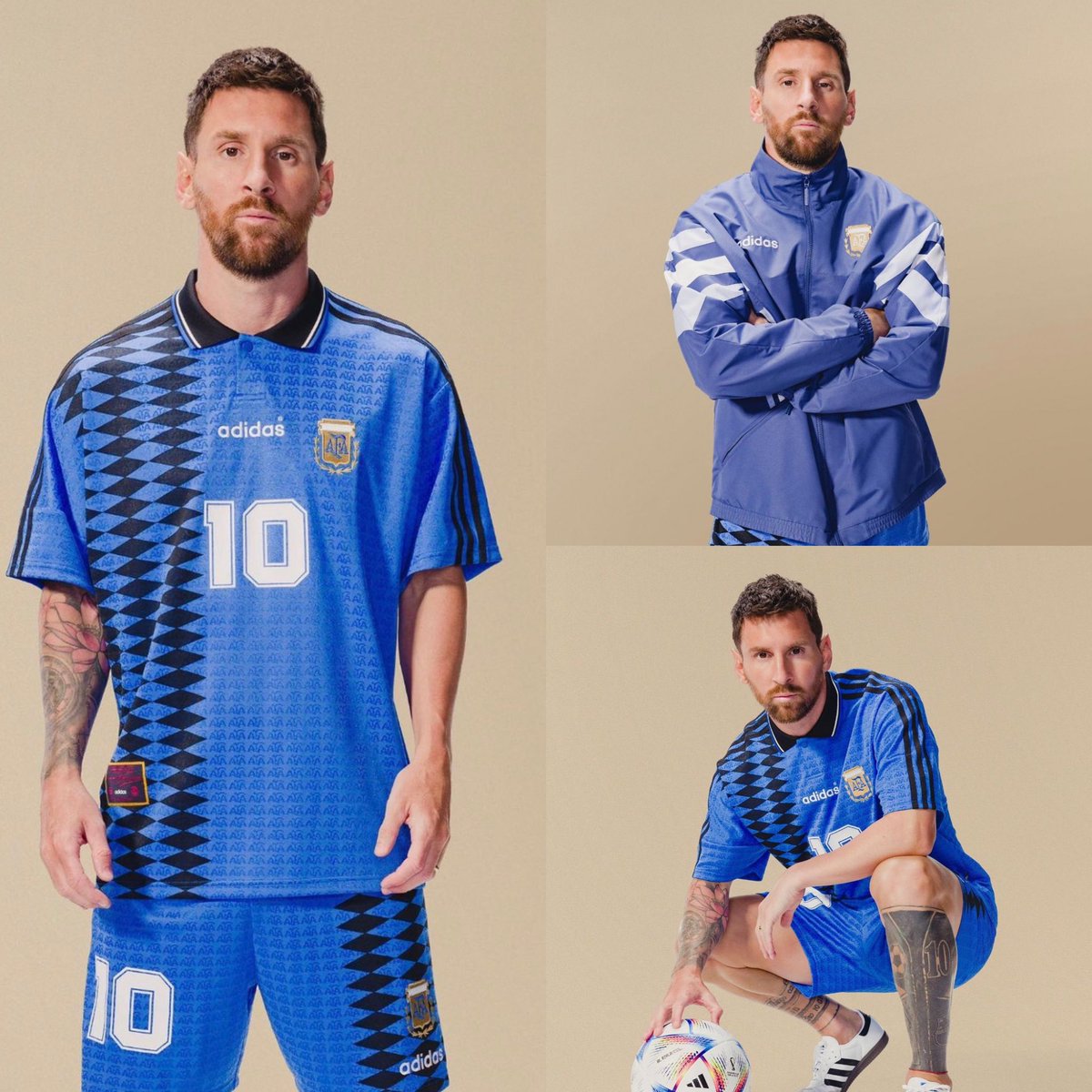 AlbicelesteTalk's tweet image. Leo Messi in an Adidas photo session with an Argentina, Maradona 1994 World Cup jersey 🥶👕