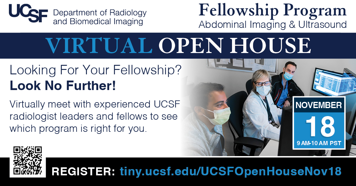 UCSF Imaging (@ucsfimaging) on Twitter photo Save the date! On 11/18 at 9-10am PST, we're hosting our Abdominal Imaging & Ultrasound Fellowship Virtual Open House. Virtually meet with experienced <a href="/UCSF/">UC San Francisco</a> radiologist leaders & fellows to see which program is right for you. Register today! radiology.ucsf.edu/events/ucsf-ab… Save the date! On 11/18 at 9-10am PST, we're hosting our Abdominal Imaging & Ultrasound Fellowship Virtual Open House. Virtually meet with experienced <a href="/UCSF/">UC San Francisco</a> radiologist leaders & fellows to see which program is right for you. Register today! radiology.ucsf.edu/events/ucsf-ab…