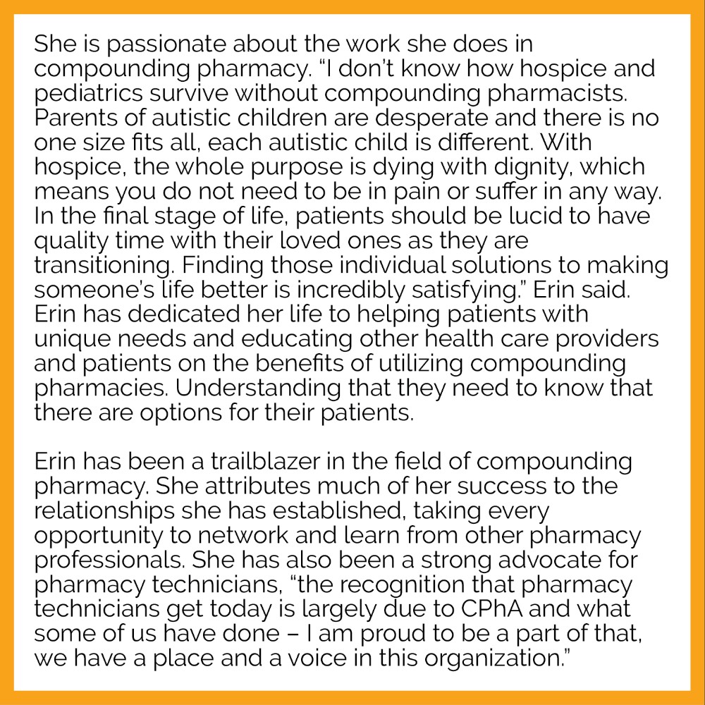 CAPharm's tweet photo. We are resharing these member profiles we posted last year, because these amazing pharmacy professionals continue to be deserving of recognition! Check out the member profile of CPhA member, Erin Michael, and others at https://t.co/zl1yFtb2vm #PharmLife #WeAreCPhA https://t.co/zocBSrTIZC