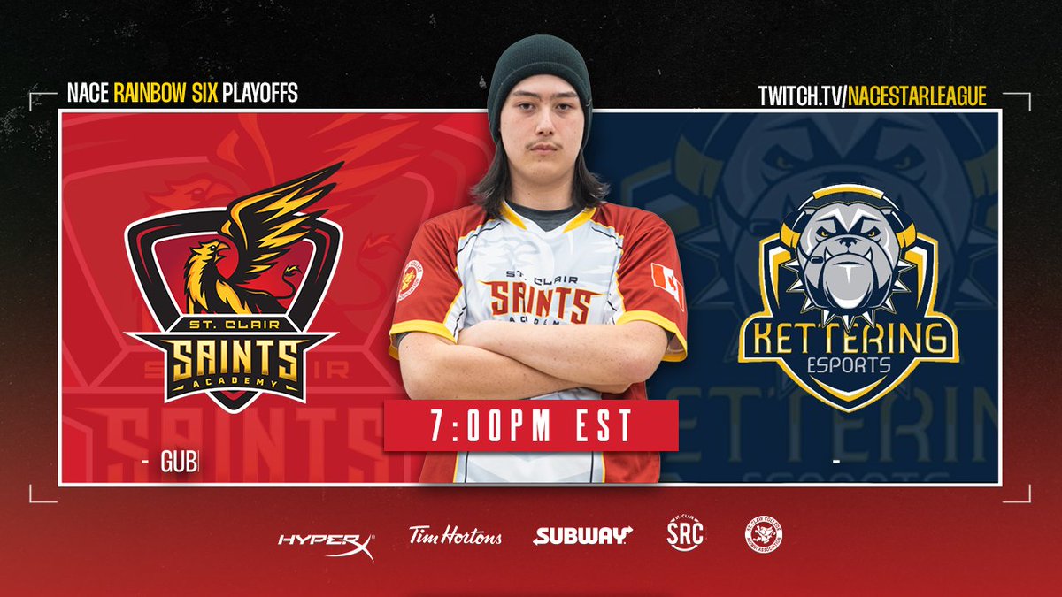 Our #SaintsR6 NACE Playoffs run begins tonight! ⭐

🆚<a href="/KUeSports/">Kettering University Esports</a>
⏰7PM EST
📺twitch.tv/nacestarleague