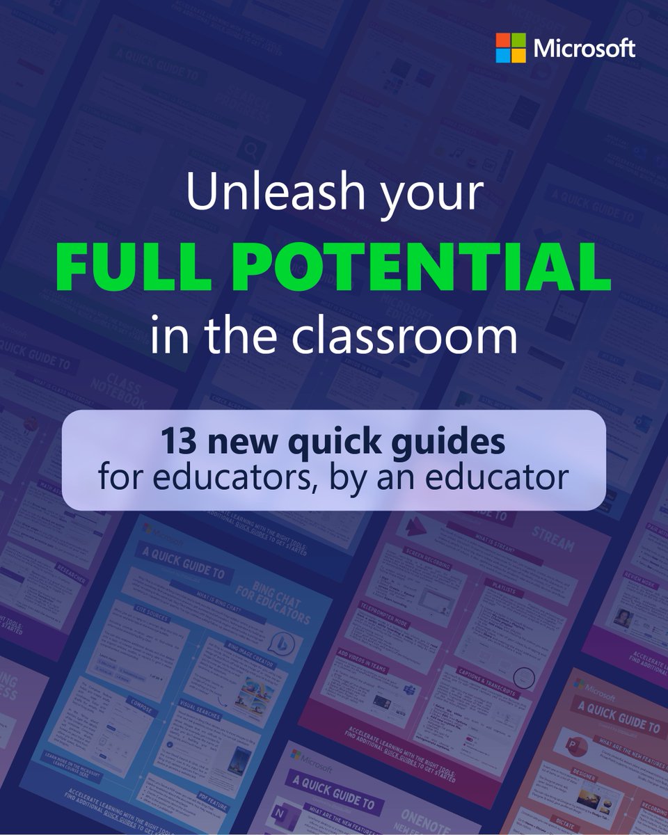 Love #MicrosoftEDU quick guides? There's more where those come from! Check out #MIEExpert @miss_aird's latest and greatest guides for effortlessly navigating the landscape of Microsoft Education tools: msft.it/6010iBFYw