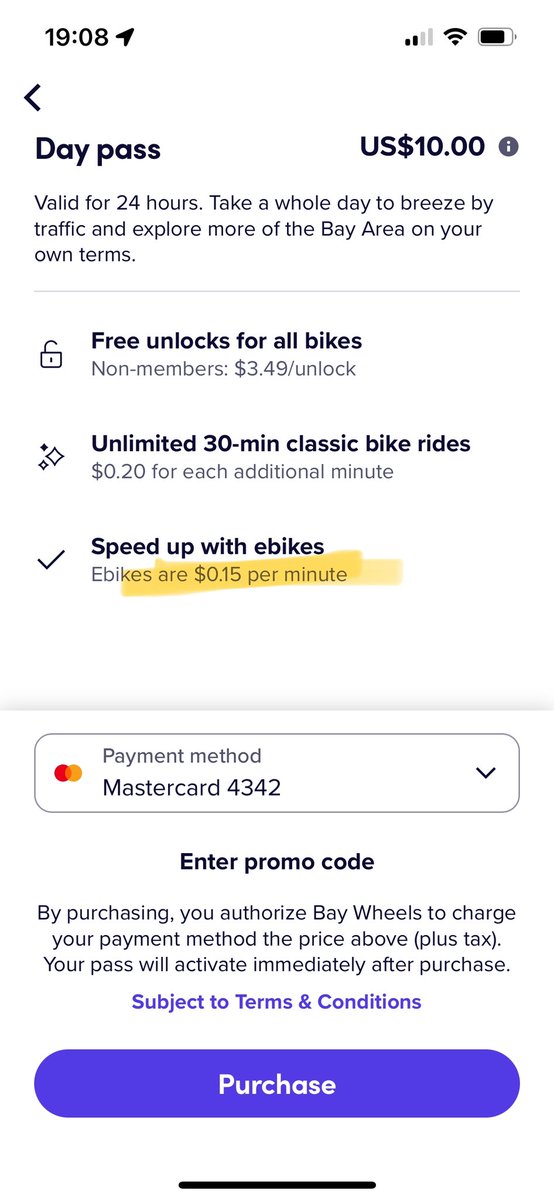 Hey @lyft is this normal for @baywheels to advertise day pass to have $0.15 e-bike rates in the app, but then charge them at $0.30? Customer service is rude ending conversation with 'since you are refusing to understand I will end this interaction'. What is this???