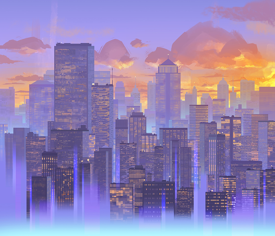 A cityscape piece I painted for my @lightboxexpo banner this year! Might make prints of it one day…we’ll see ✨ #lightboxexpo #illustration #visdev