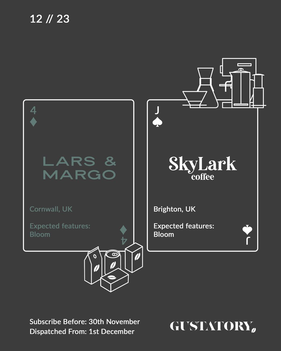 12//23 (December). 

With November’s Thanksgiving, the First Sunday of Advent, Diwali, Remembrance Day, All Saints’ Day, Hanukkah and more, its quite the ceremonial month

Subscribe at gustatory.co

#SpecialityCoffee #Coffee #CoffeeSubscription #BestCoffee #CoffeeLover