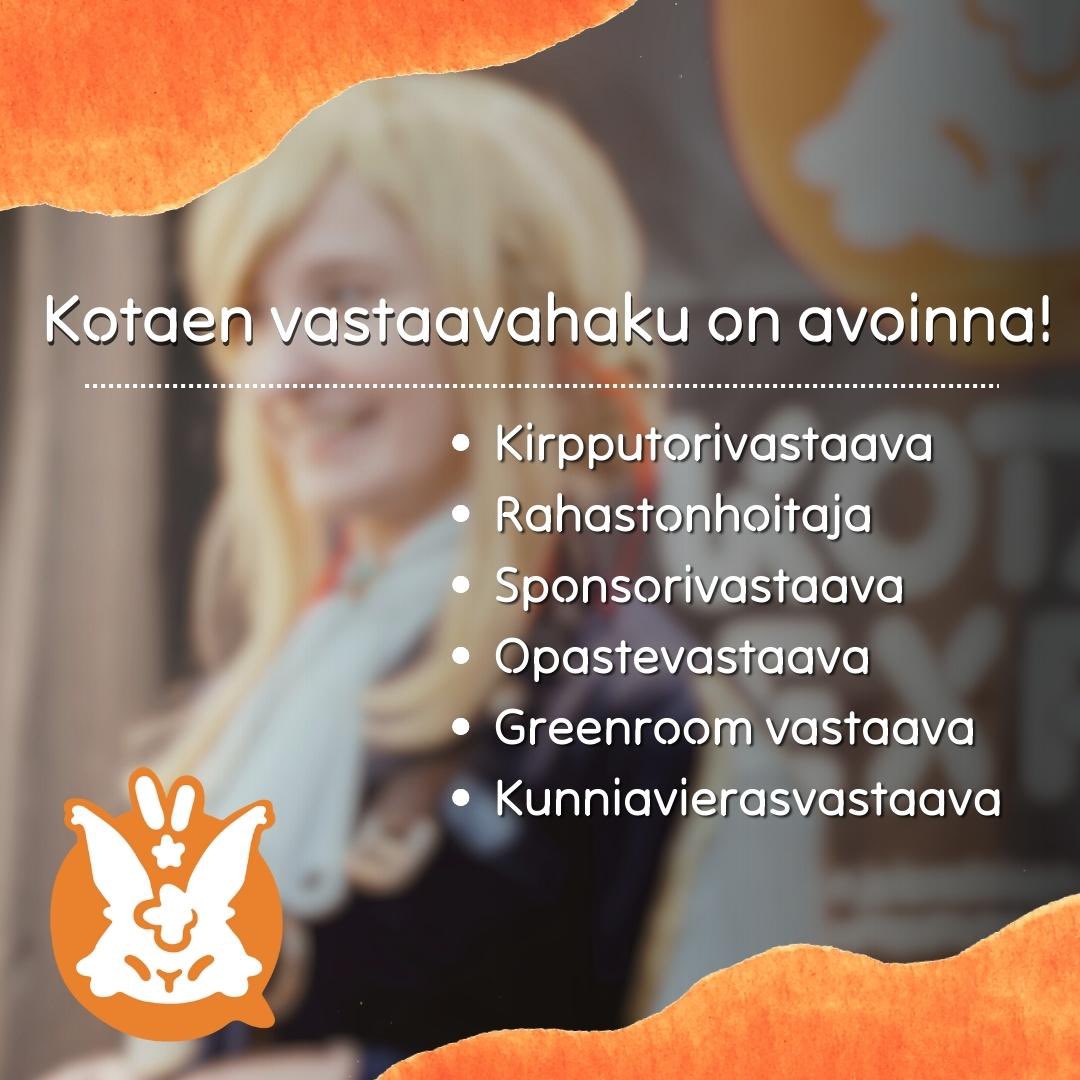 Kotae etsii vapaaehtoisia vastaamaan erinäisistä rooleista tapahtumanjärjestämisessä 🦊

Kiinnostaisiko sinua jokin seuraavista?
- Kirpputorivastaava
- Rahastonhoitaja
- Sponsorivastaava
- Opastevastaava
- Greenroom vastaava
- Kunniavierasvastaava

#Kotaeexpo #Kotaeexpo2024