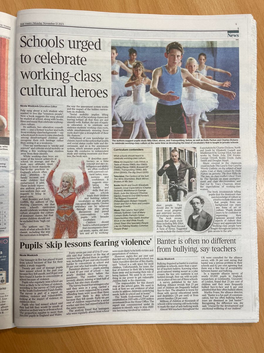 Just got home from work to read an article in today's Times Newspaper about our new book, The Working Classroom. Thank you <a href="/nicolawoolcock/">Nicola Woolcock</a>