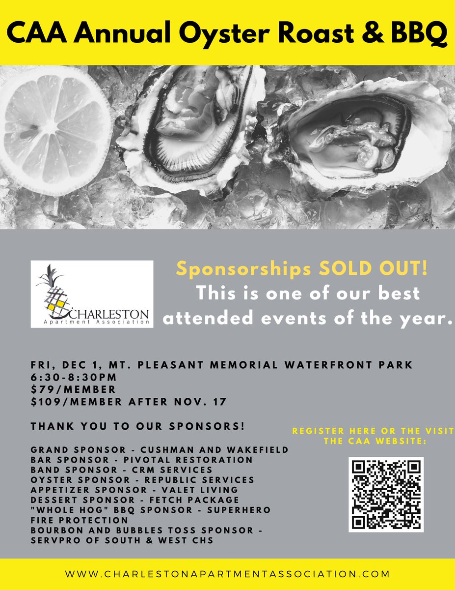 chucktowncaa's tweet photo. After Friday 11/17 the Cost for the Oyster Roast Increases. https://t.co/zcQUP7jv9Q