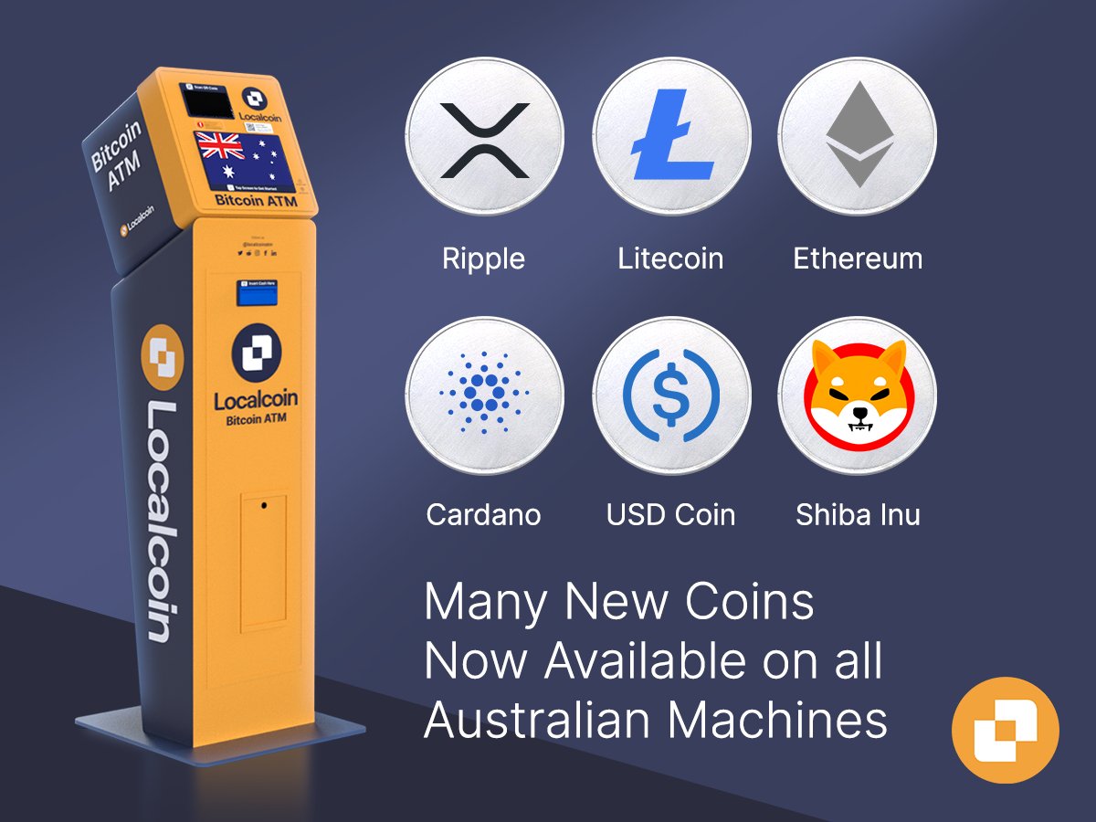 🚨NEW COINS ALERT🚨 You can now access a variety of new coins at Localcoin  ATMs across Australia, including @Ripple (XRP), @litecoin (LTC), @ethereum  (ETH), @Cardano (ADA), @Shibtoken (SHIB), and USD Coin (USDC).