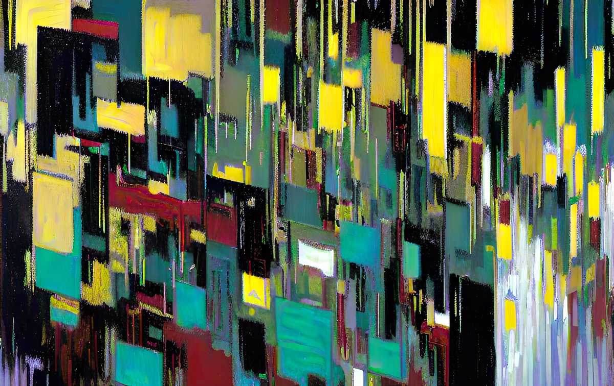 xalieri's tweet photo. Abstract palate cleanser. Set 3, urban chaos, 2 of 3
#Abstract #PalateCleanser #AbstractExpressionism #HeavyOnTheDetail #FeelTheNoise #WeirdArt #PsychologicalLandscape #ImSureItMustMeanSomething
#DarkArts #DigitalArt #AIAssistedArt #AIArt #WomboDream #StableDiffusion https://t.co/I5U650Z8b3