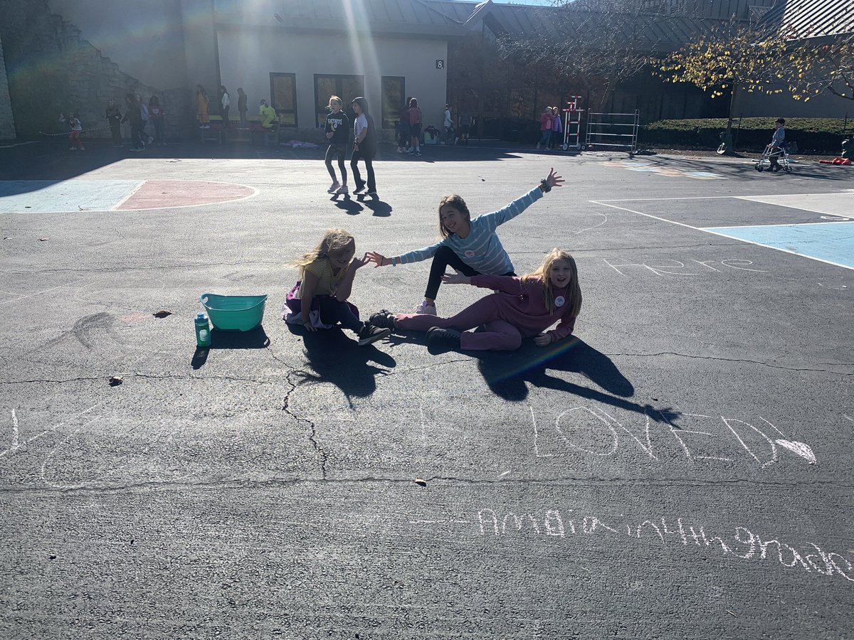 Happy World Kindness Day! These girls spent their recess writing kind messages on our playground! ♥️