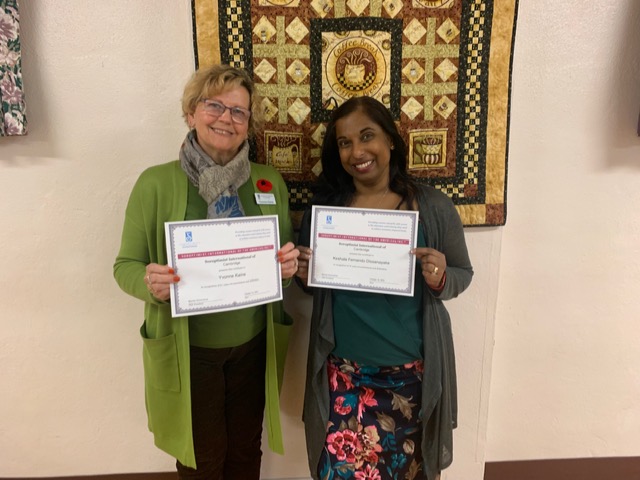 CambridgeSoropt's tweet photo. This week at our business meeting we celebrated some membership milestones. Yvonne and Kesh were 2 of 5 members recognized. All five combined represent 66 years of dedication to the betterment of women and girls in our region #soroptimist #proudmembers #Cambridge #dedication https://t.co/um2a7weHn2