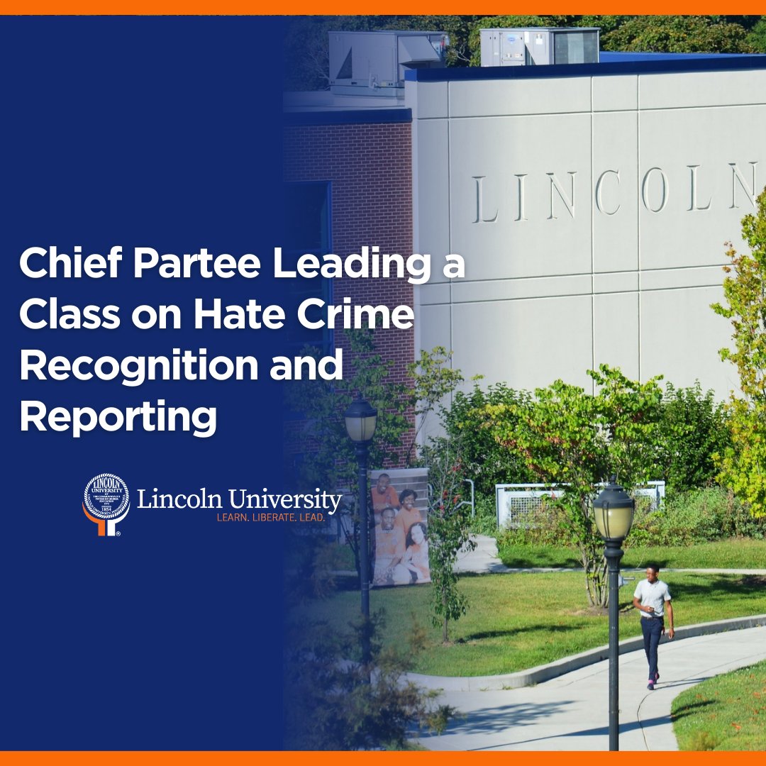 Lincoln University (@lincolnuofpa) on Twitter photo Chief Partee is leading a class on hate crime recognition & reporting this week with <a href="/COPSOffice/">COPS Office</a>. His involvement reflects a broader collaboration as he joins 13 chiefs from across the nation in this effort to enhance awareness & response to hate crimes within their communities. Chief Partee is leading a class on hate crime recognition & reporting this week with <a href="/COPSOffice/">COPS Office</a>. His involvement reflects a broader collaboration as he joins 13 chiefs from across the nation in this effort to enhance awareness & response to hate crimes within their communities.