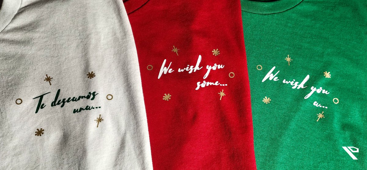 design_pac's tweet photo. IT'S HERE!! Our #Christmas shirts are here. We present the Christmas designs for this year of 2023.

These shirts will be available in these four colors, white, black, green, or red and have variations in two languages.  1/4 https://t.co/vcUPgAKoRX