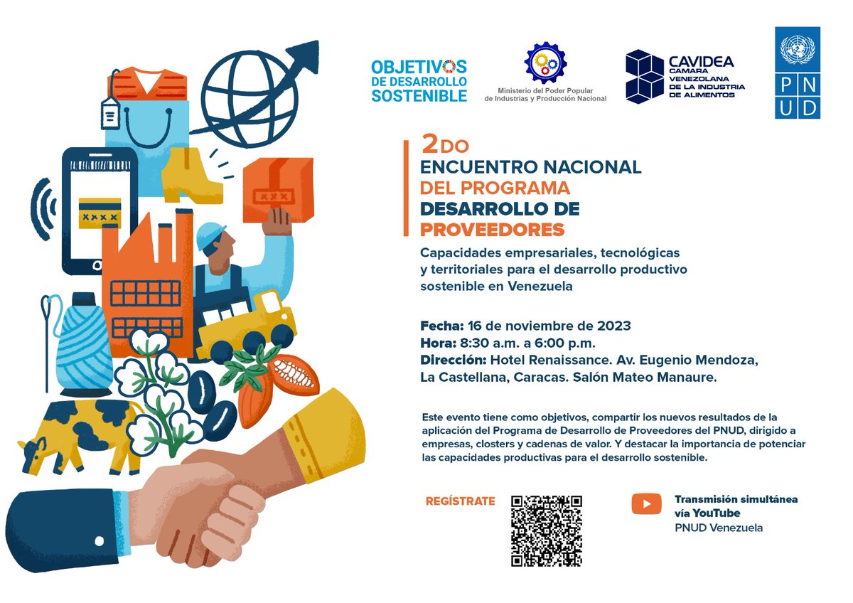 Invitacion al “2do Encuentro Nacional del Programa de Desarrollo de Proveedores: Capacidades empresariales, tecnológicas y territoriales para el desarrollo productivo sostenible”  

Interesados confirmar su asistencia a través del siguiente enlace:  forms.office.com/e/3peURDnQTR