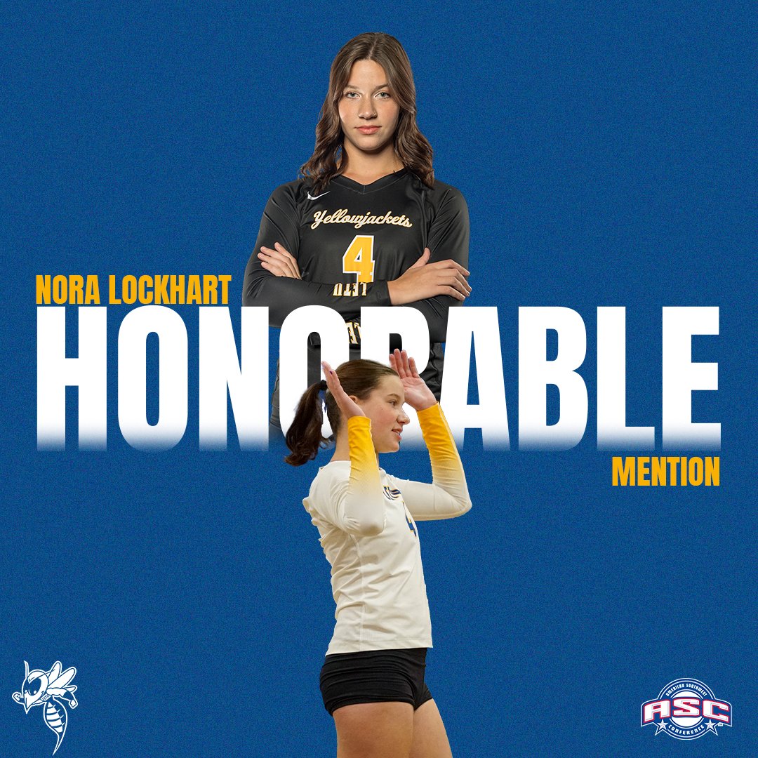 🏆 ALL-ASC HONORABLE MENTION Nora Lockhart ➡️ Second on the team in b/s (0.84) ➡️ 8 matches with 4+ blocks ➡️ First career All-ASC honor #LeTourneauBuilt #d3vb