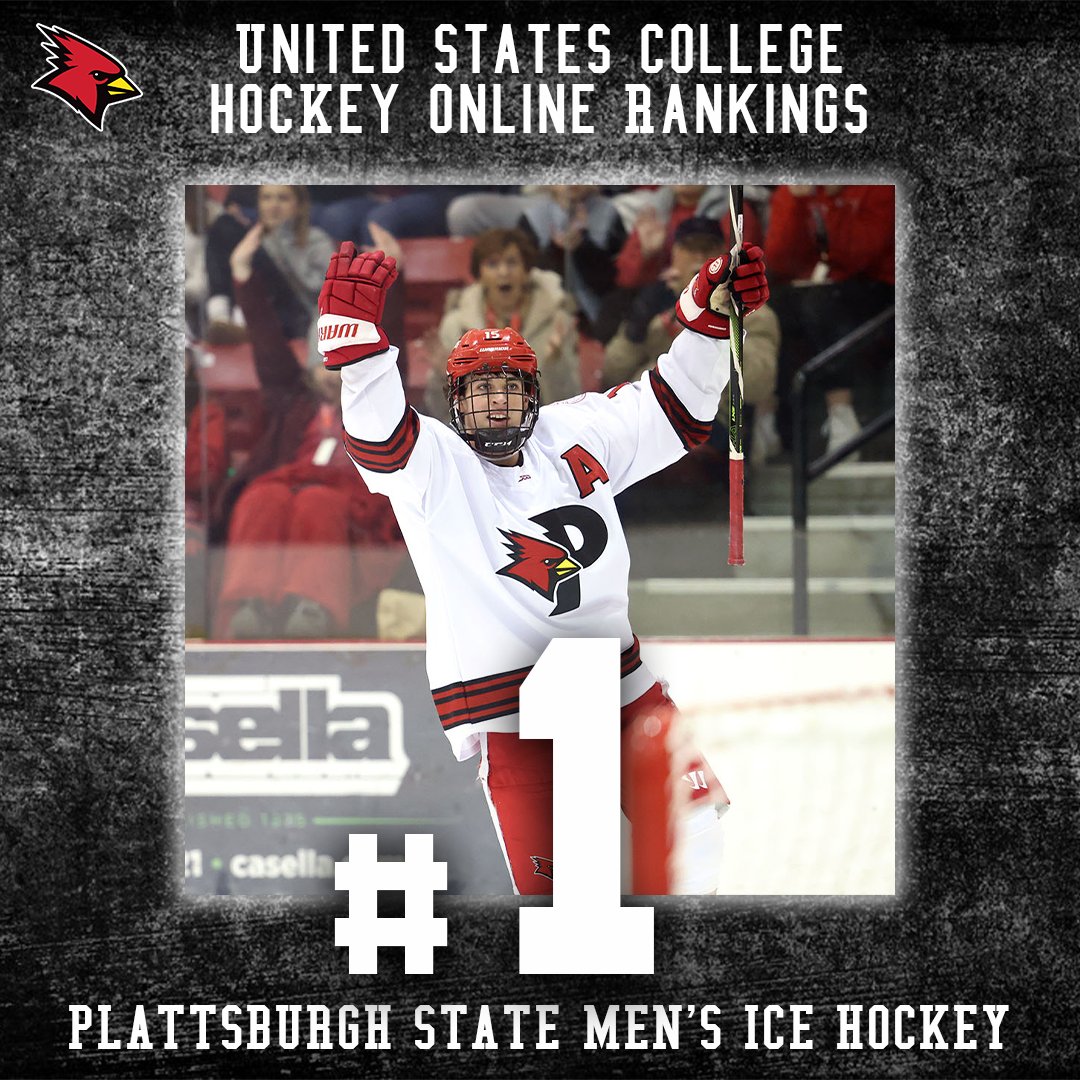 MHKY | NUMBER 1 IN THE NATION!

<a href="/Cardinals_MHKY/">Plattsburgh State Men's Hockey</a> has taken the top spot in the weekly USCHO.com rankings, earning the No. 1 ranking for the first time in head coach Steve Moffat's tenure. Great work guys, let keep it going!

#CardinalStrong #CardinalCountry