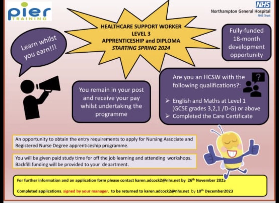 📢 Promoting our Level 3 Apprenticeship and Diploma for HCSWs starting next year in <a href="/NGHnhstrust/">Northampton General Hospital 💙</a> <a href="/NGHPPD/">NGH P&P Development</a>