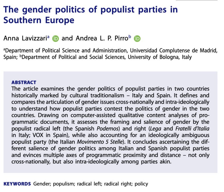 GEYPO Gender & Politics / Género y Política (@geypog) on Twitter photo 🤓Do you want to know more about the gender politics of populist parties in Southern Europe? Check out our latest blog on the great article by @annalavizzari <a href="/AndreaPirro/">Andrea Pirro</a> 👉🏽geypo.es/en/the-gender-… and read the full article here tandfonline.com/doi/full/10.10… 🤓Do you want to know more about the gender politics of populist parties in Southern Europe? Check out our latest blog on the great article by @annalavizzari <a href="/AndreaPirro/">Andrea Pirro</a> 👉🏽geypo.es/en/the-gender-… and read the full article here tandfonline.com/doi/full/10.10…